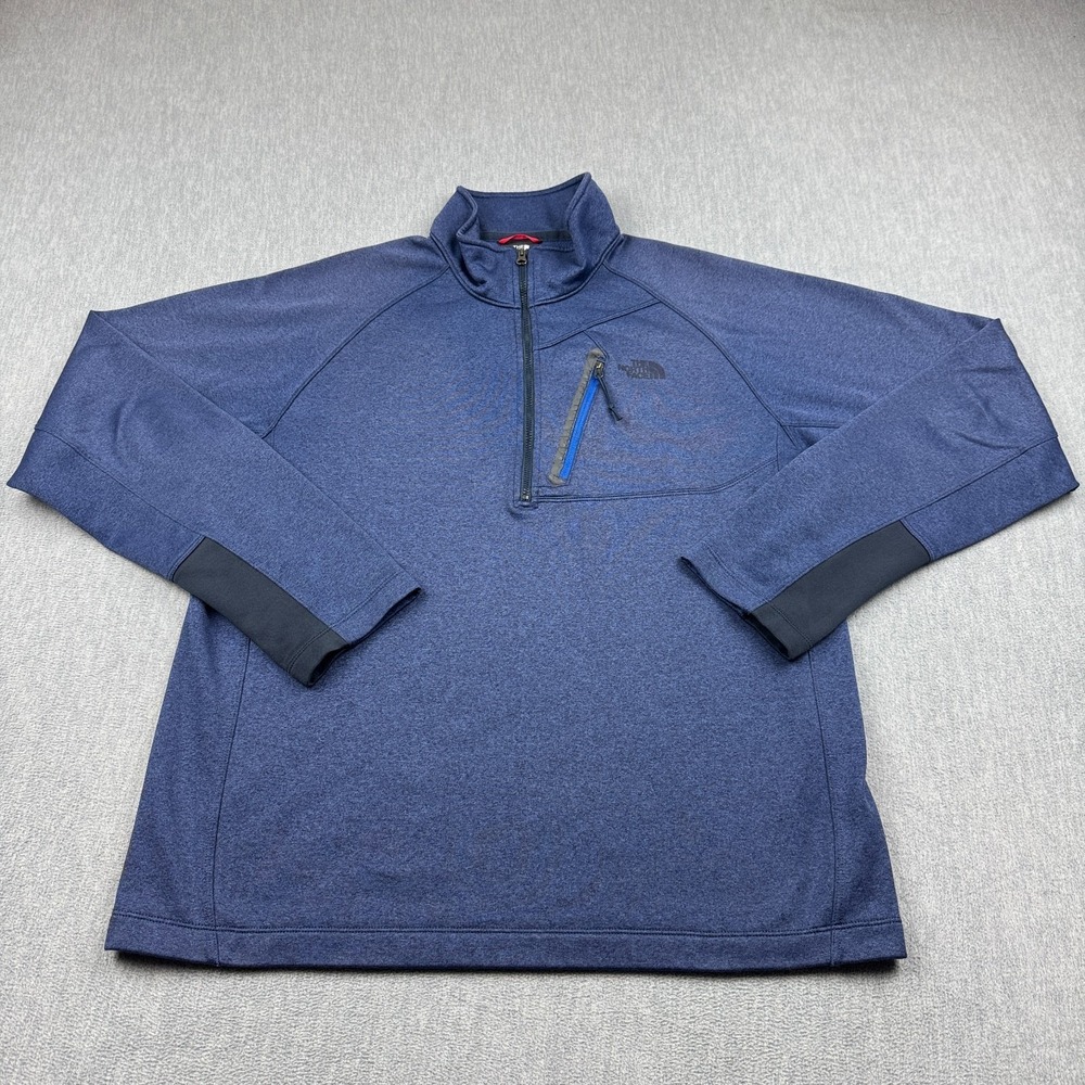 The‎ North Face Jacket Mens Large Blue Heathered 1/2 Zip Fleece Pullover Outdoor